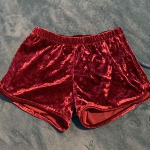 Maroon Velvet Shorts